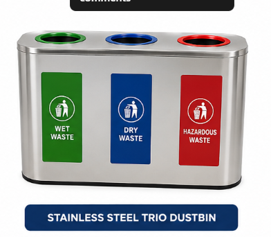 stainless steel trio dustbin