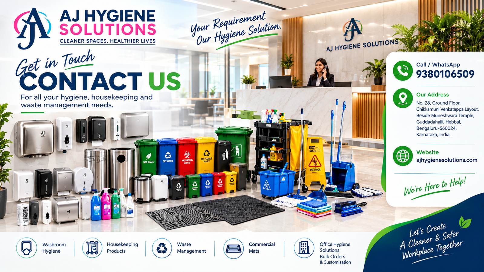 contact us page aj hygiene solutions