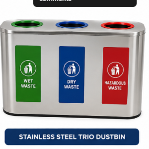 stainless steel trio dustbin