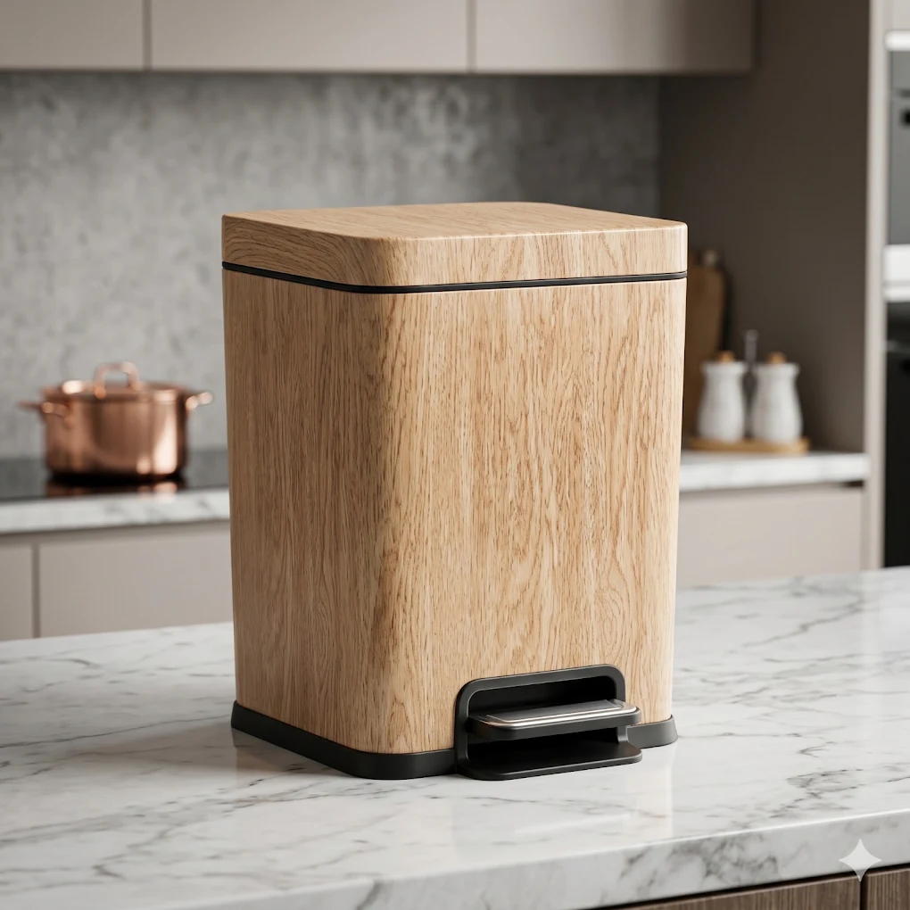 wooden dustbin